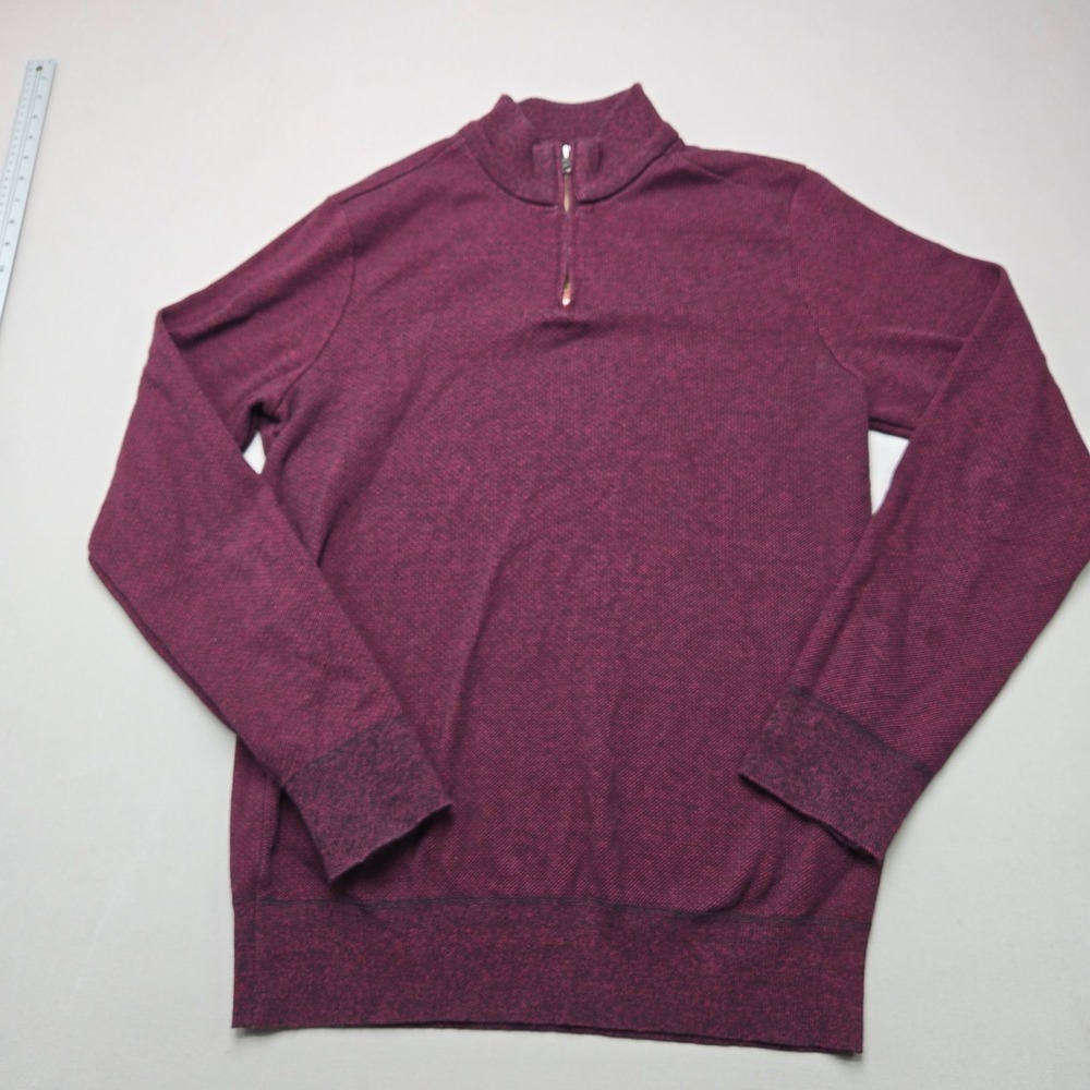 Robert Graham Quarter Zip Pullover Marl Knit Sweater Burgundy Men XXL Regular